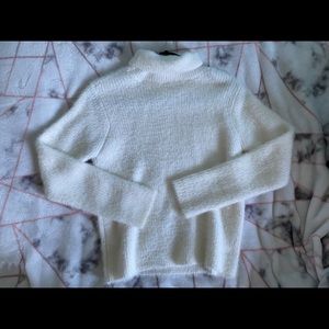 Forever 21 white fuzzy long sleeve turtleneck